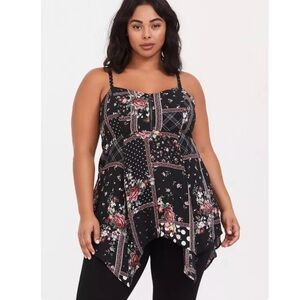 NWOT TORRID Babydoll Georgette Hanky Hem Cami Top